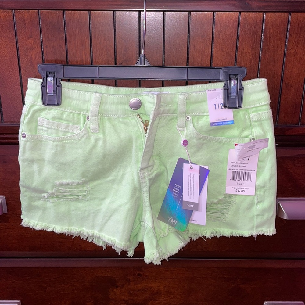 Lime Green Denim Shorts NWT